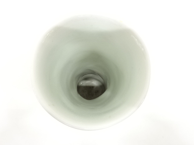  作家物　青磁　捻じり花瓶（保護箱付）